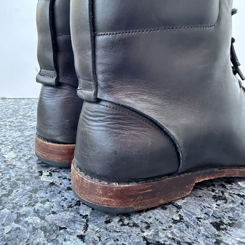 TIMBERLAND Boot Company 75531 Black Leather Lace Up Ankle Combat Moto Boots 12M
